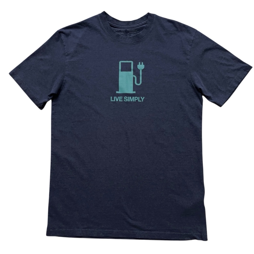 Patagonia T-Shirt Mens Size M Short Sleeve Crewneck Regular Fit Live Simply Blue